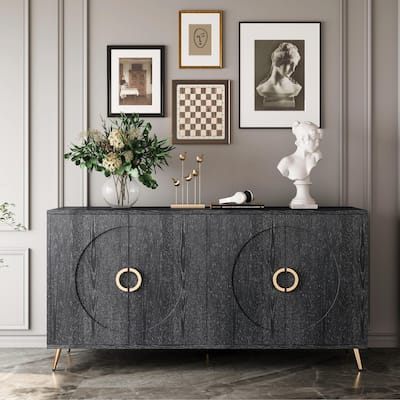 Modern Lacquered 4-Door Wooden Sideboard Buffet Cabinet
