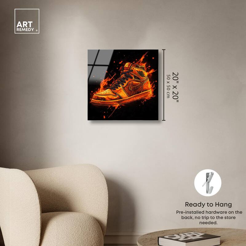 Jumpman on Fire I Acrylic by Art Remedy, Ready to Hang