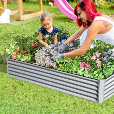 8x4x1.5 ft Galvanized Raised Garden Bed, Outdoor Planter Garden Boxes for Gardening Vegetables Fruits Flowers - 8 X 4 X 1.5 FT