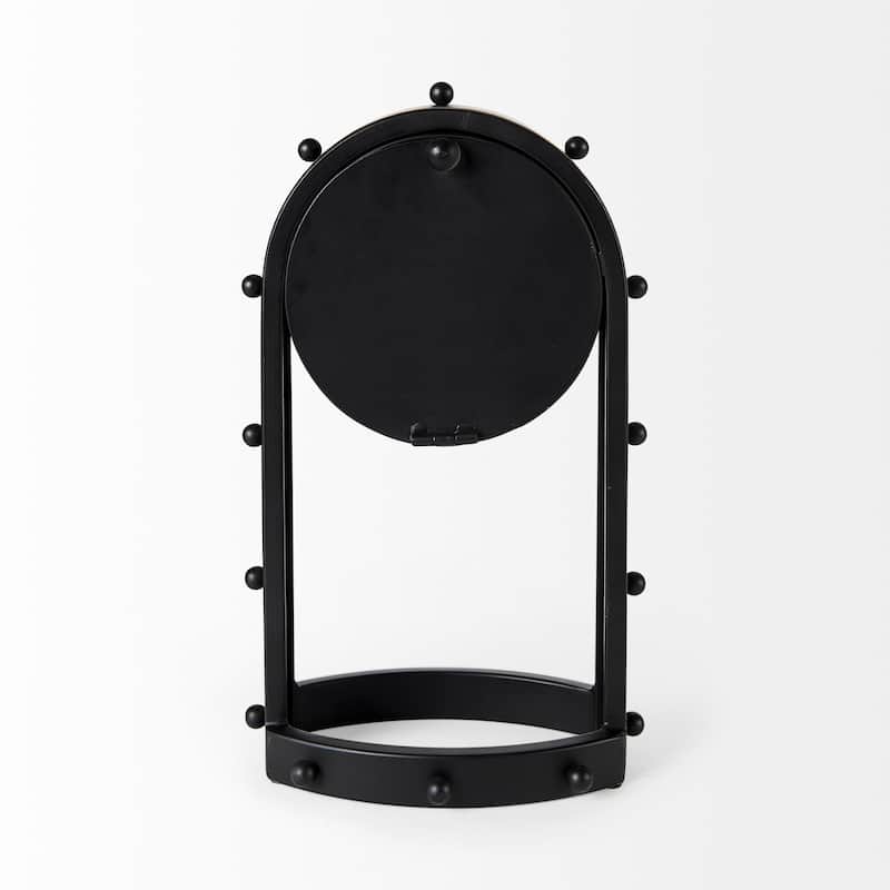 Marian Tall Black Metal Studded Table Clock - 7.4"W x 5.7"D x 12.9"H