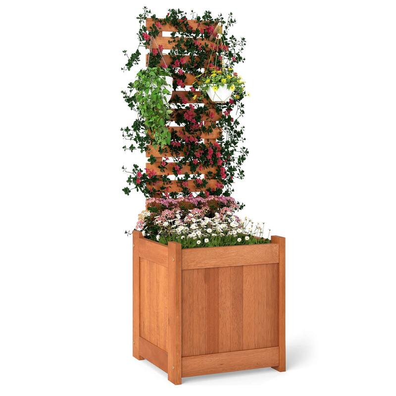 Costway 1/2 PCS Wooden Raised Garden Bed Elevated Patio Yard Planter - 1 pcs