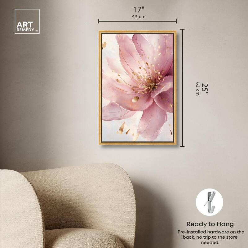 Pink and Gold Bloom Canvas by Art Remedy