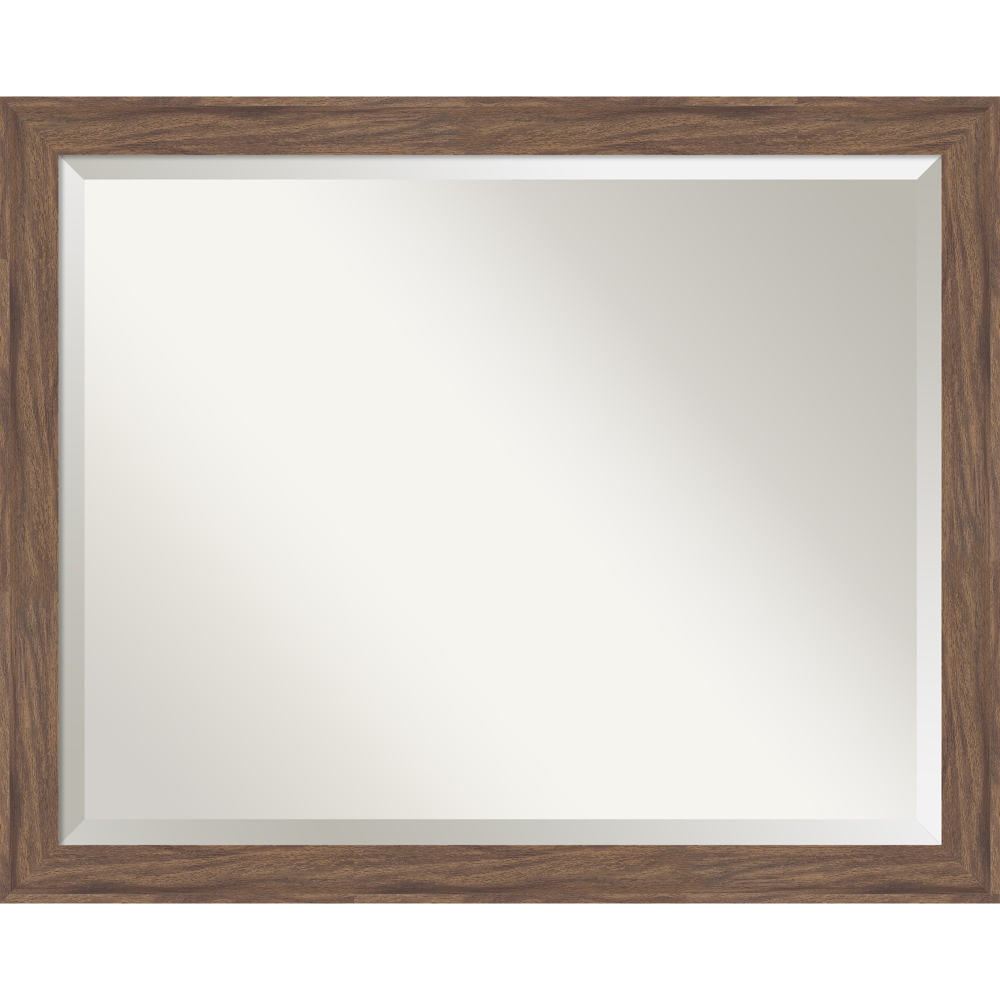 Pia Medium Brown Narrow Beveled Framed Bathroom Vanity Wall Mirror - Pia Medium Brown Narrow