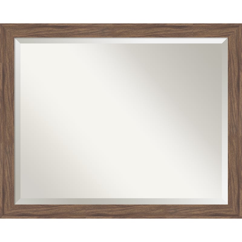 Pia Medium Brown Narrow Beveled Framed Wall Mirror - Pia Medium Brown Narrow
