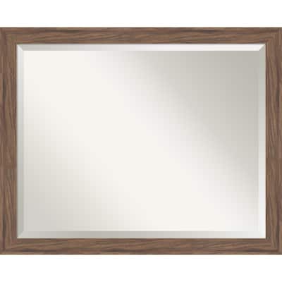Pia Medium Brown Narrow Beveled Framed Wall Mirror - Pia Medium Brown Narrow