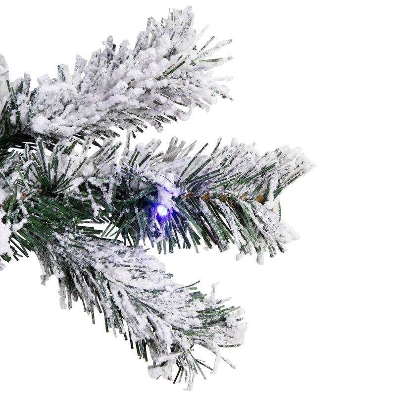 Pre-Lit Full Flocked Glacier Pine Artificial Christmas Tree - 7.5' Multi LED - 7.5 Foot