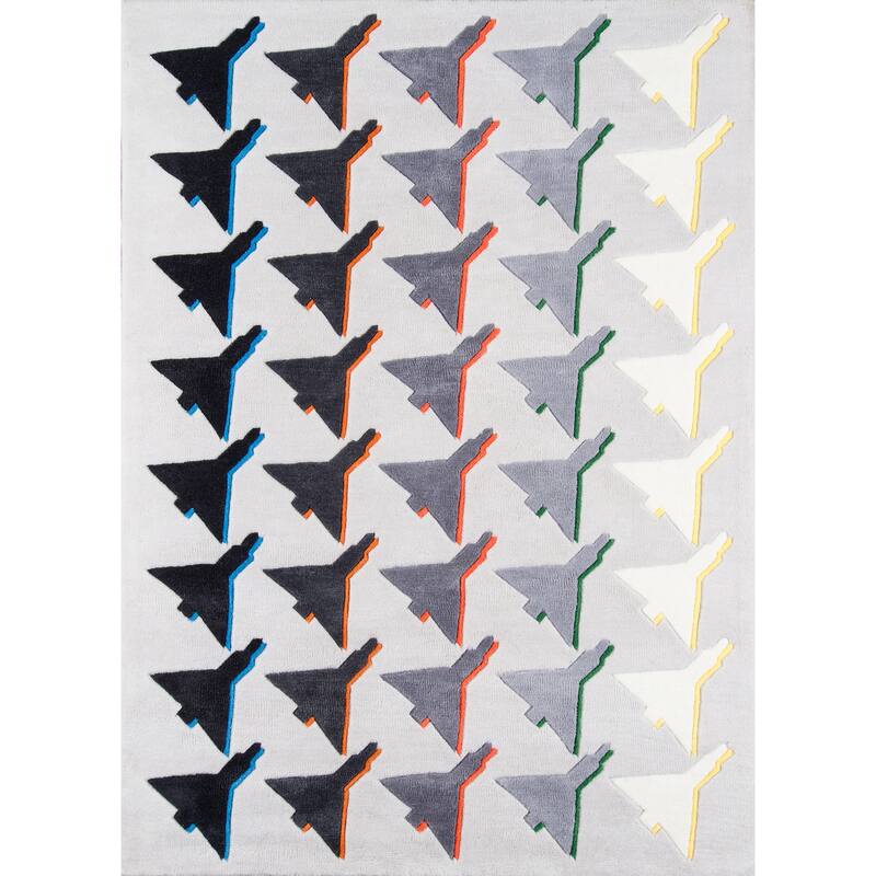 Novogratz by Momeni Lulu Airplane Houndstooth Hand Tufted Polyester Area Rug