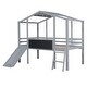 preview thumbnail 5 of 33, Twin Size Loft Bed with Ladder, Slide, Blackboard and Light Strip, Fun House Bed Design Stylish and Easy to Assemble, Grey