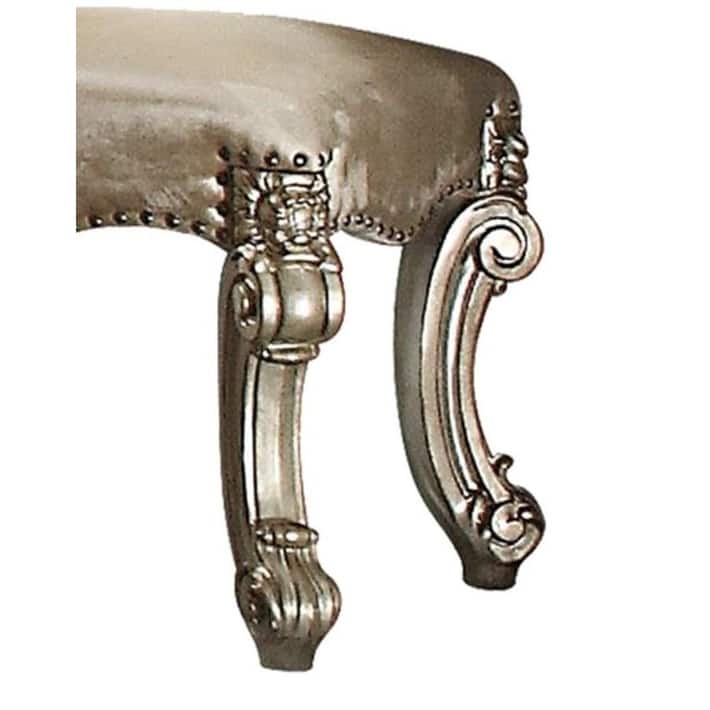 Vendome Fabric, Gold Patina & Bone Finish Vanity Stool - Gold