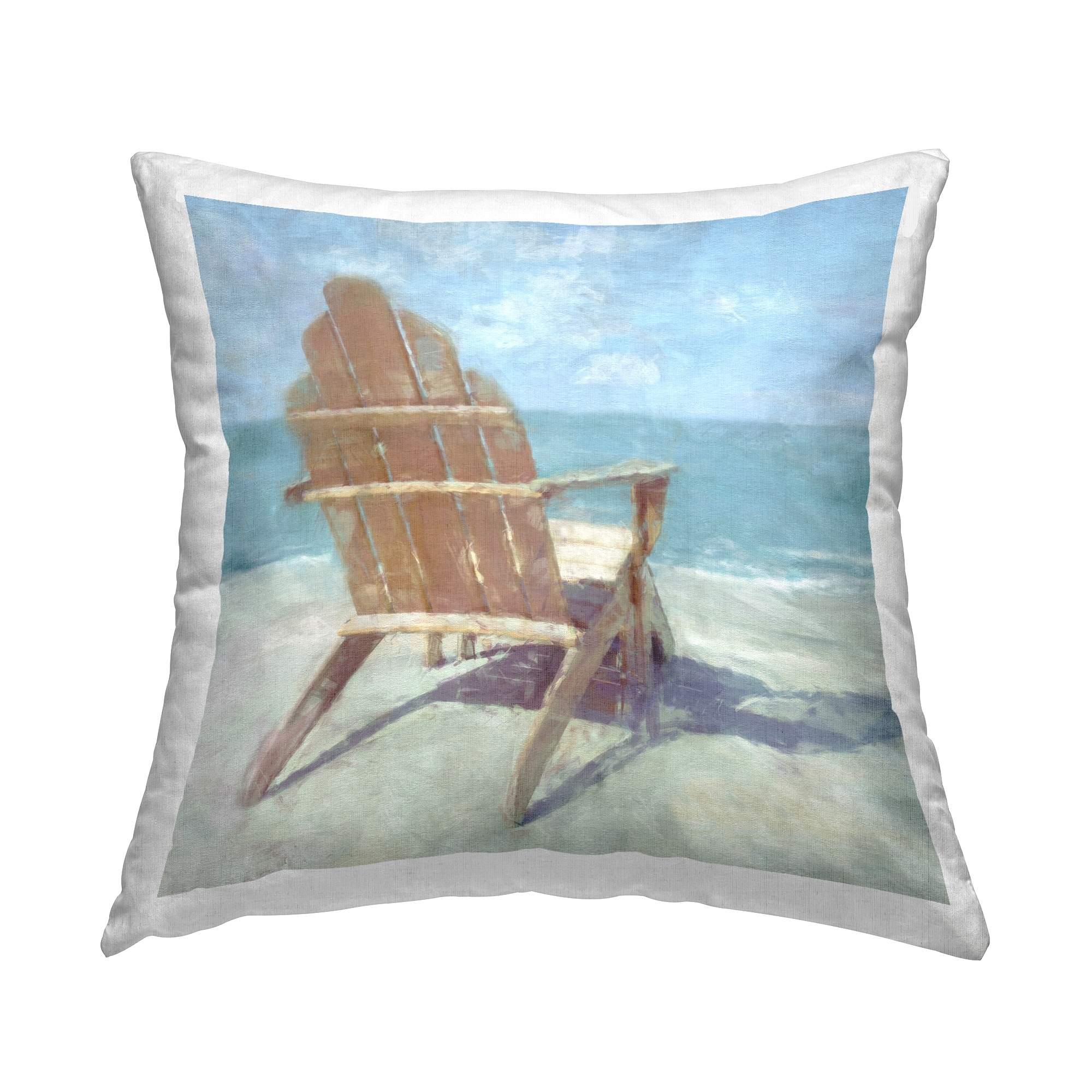 Stupell Beach Chair on Shore Printed Throw Pillow Design by Noah Bay