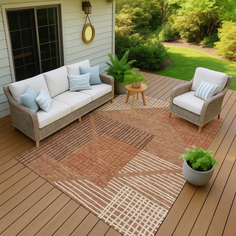 Machine Washable Indoor/ Outdoor Casual Contemporary Chantille Rug - Paprika - 3' x 5'