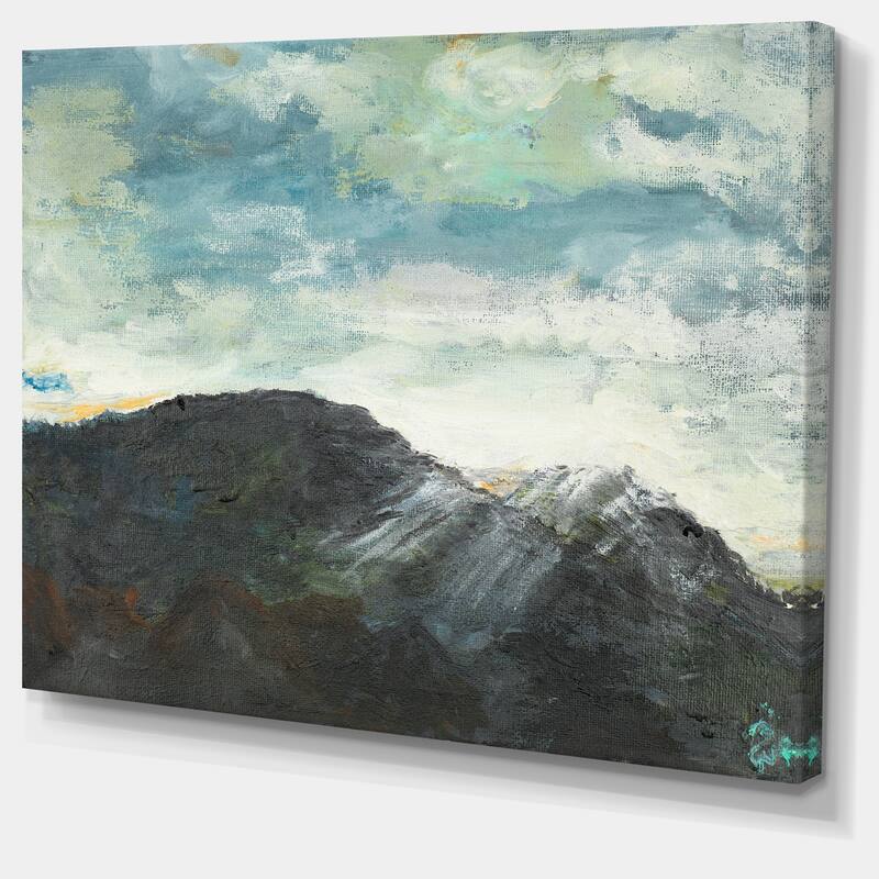Mountain Peak Under Cloudy Sky - Landscape Canvas Print - Blue