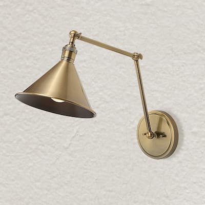 1 Light Brass Finish Adjustable Wall Sconce - 28"