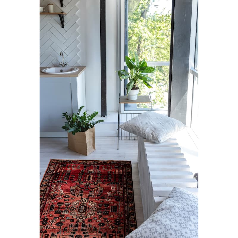 ECARPETGALLERY Hand-knotted Andelz Red Wool Rug - 3'3 x 10'0