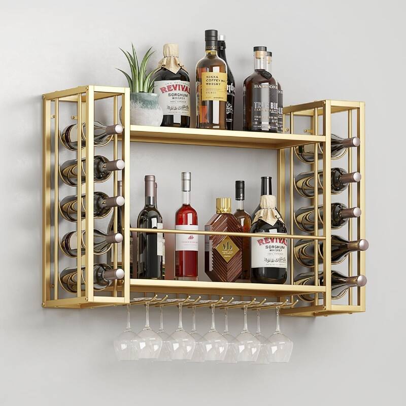 Wall Mounted Wine Rack - 31.5"D x 9.8"W x 21.65"H