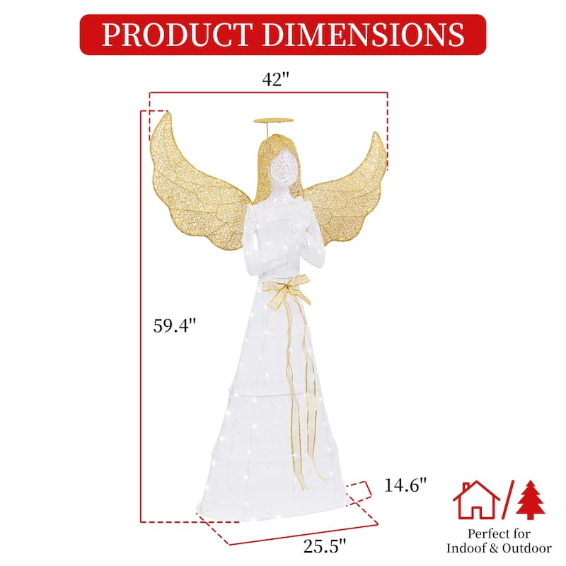 Futzca Lighted Christmas Reindeer & Sleigh, Outdoor Angel Christmas Decoration