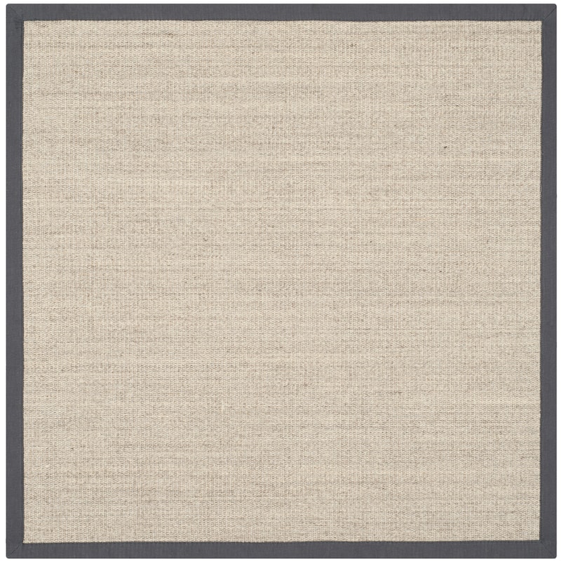 SAFAVIEH Natural Fiber Madelyn Border Sisal Rug - 4' Square - Marble/Grey
