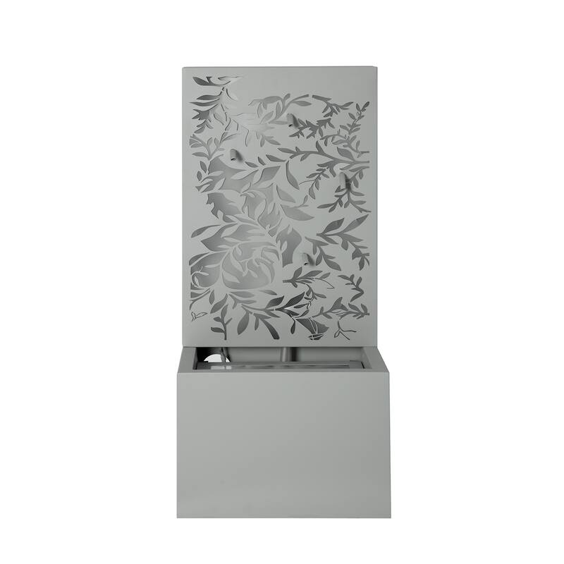Christopher Knight Home - Modern 30.71"H Metal Water Wall Fountain with LED Lights & Leaf Cutout Design