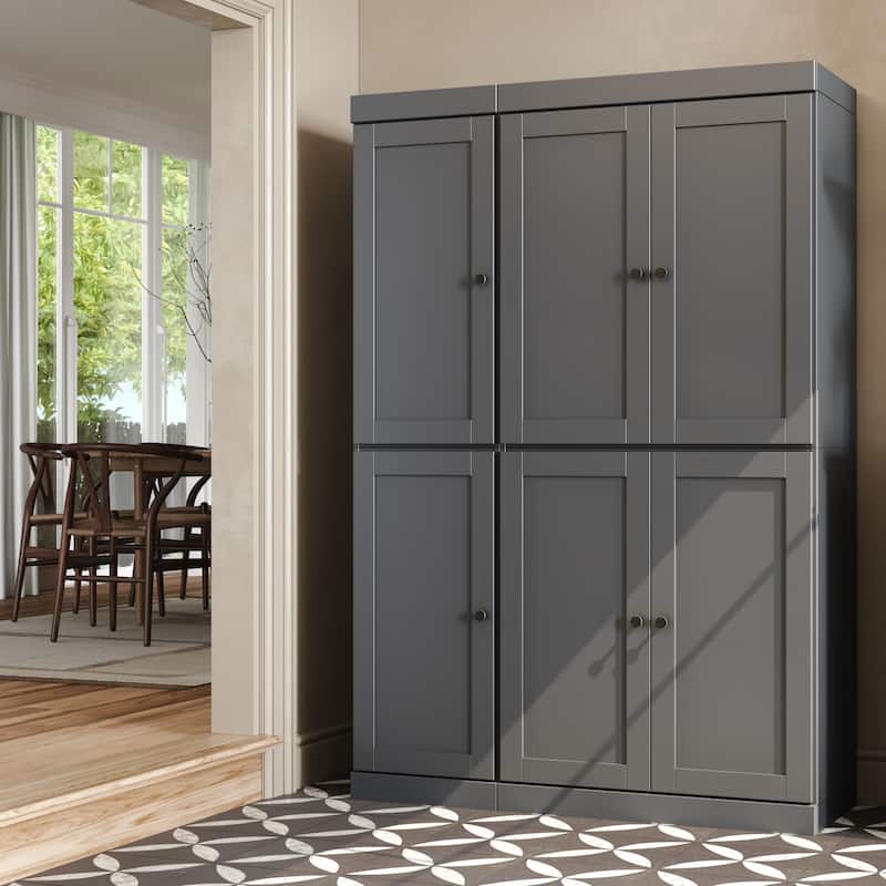 Palace Imports 100% Solid Wood 48.5" Pantry Cabinet with Shaker Doors and Adjustable Shelves - Gray
