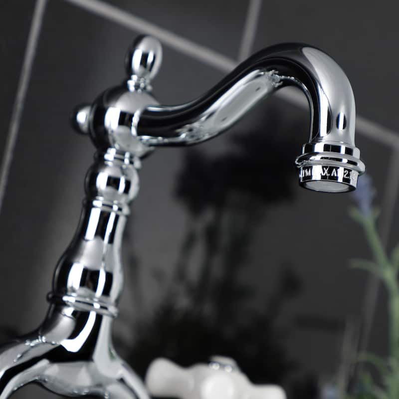 English Country Bridge Bathroom Faucet with Brass Pop-Up