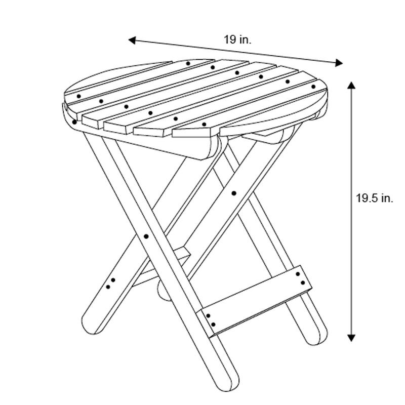 Remedy 19" Assembled Cedar Wood Round Collapsible Folding Table
