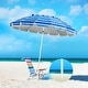 preview thumbnail 13 of 27, Gymax 8ft Beach Umbrella Outdoor Patio Garden w/ Carrying Bag Sand Navy Blue