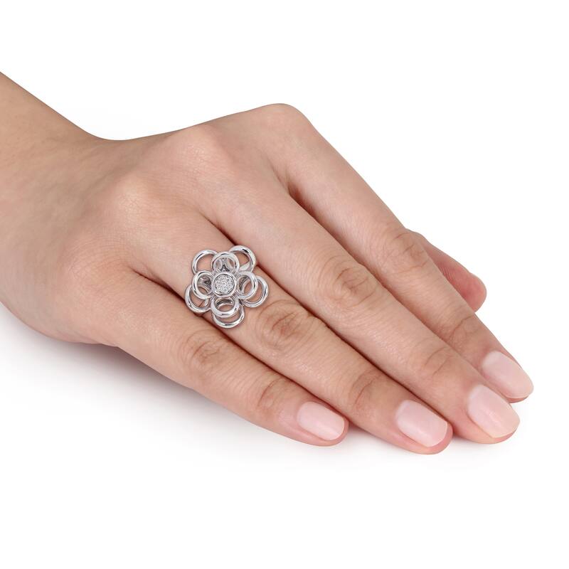 Miadora Diamond Accent Flower Ring in Sterling Silver