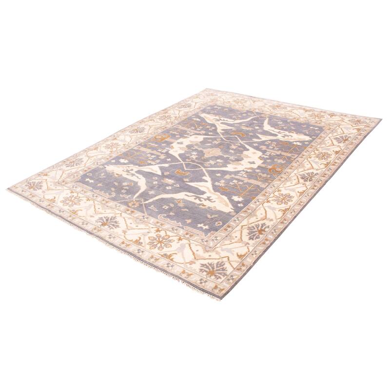 ECARPETGALLERY Hand-knotted Royal Oushak Dark Grey Wool Rug - 9'0 x 12'0