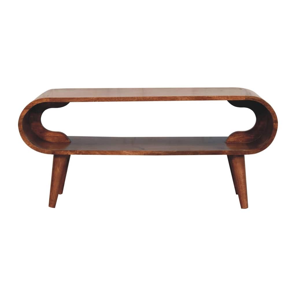 Artisan Furniture Solid Wood Amaya Nordic Style Honey Caramel Coffee Table, Brown, Storage Area