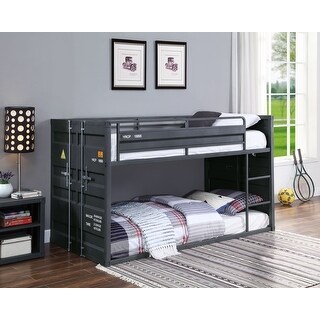 Twin Size Metal Container Bunk Bed with Integrated Guardrail