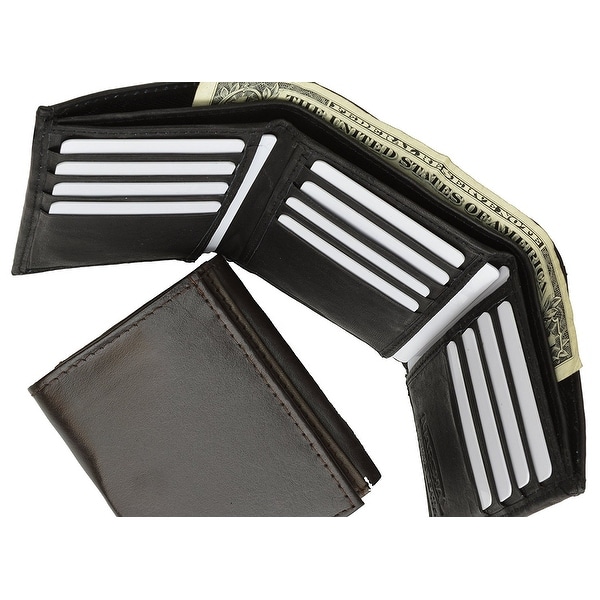 Leather Marshal Tri-fold Mens Wallet Black #553