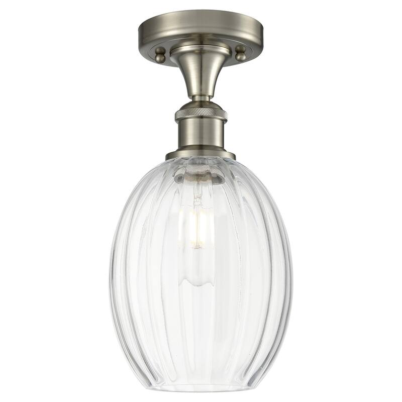 Innovations Lighting 516-1C-12-7 Preston Semi-Flush Preston 7" Wide - Brushed Satin Nickel / Clear