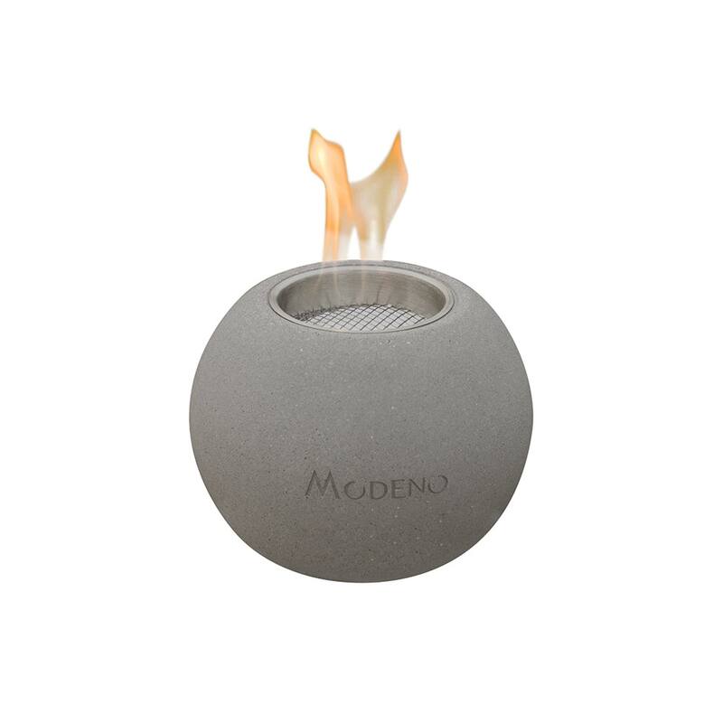 Envelor Indoor Outdoor Concrete Bioethanol Tabletop Fireplace Table Top Firepit Outdoor Patio Fire Place - 6.6 x 6.6 x 5.2-in - Light Grey