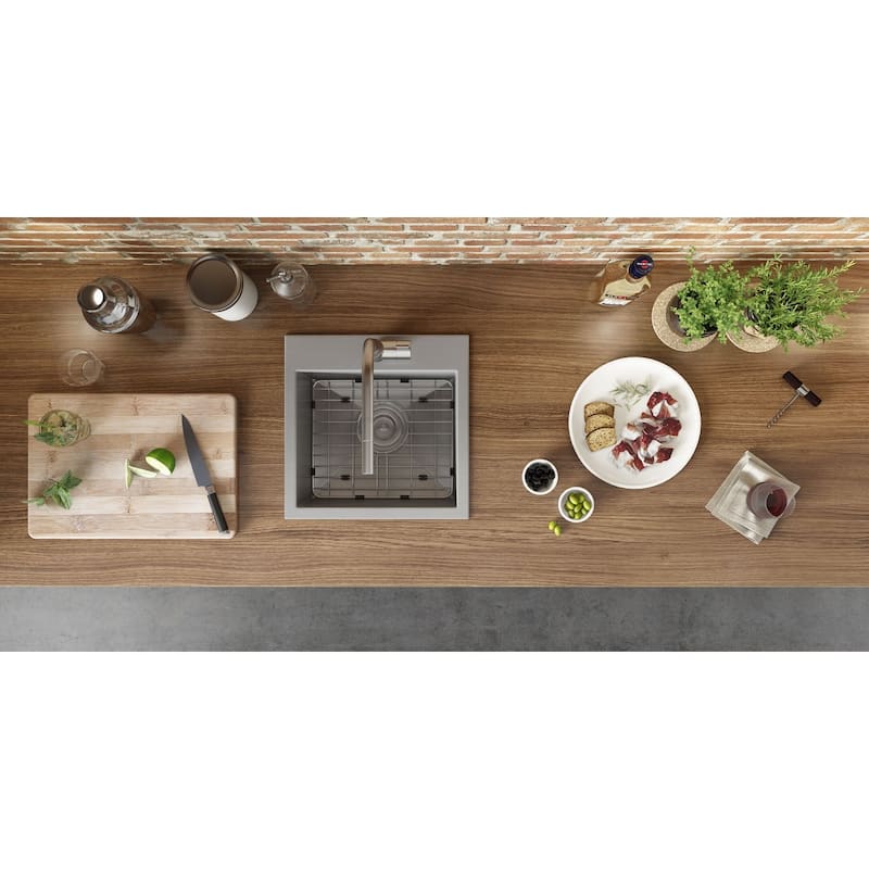 Ruvati 18 x 18 inch Drop-in Topmount Bar Prep Sink 16 Gauge Stainless Steel Single Bowl - 18" x 18" - 18" x 18″