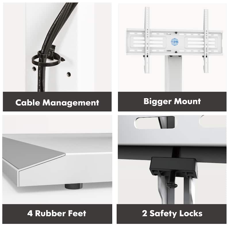 FITUEYES Iron Base Universal Floor TV Stands for 32-75 Inch TVs,White