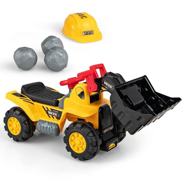 slide 2 of 10, Costway Kids Ride on Excavator with Realistic Sound Effects Big Bucket Yellow - 2-4 Years