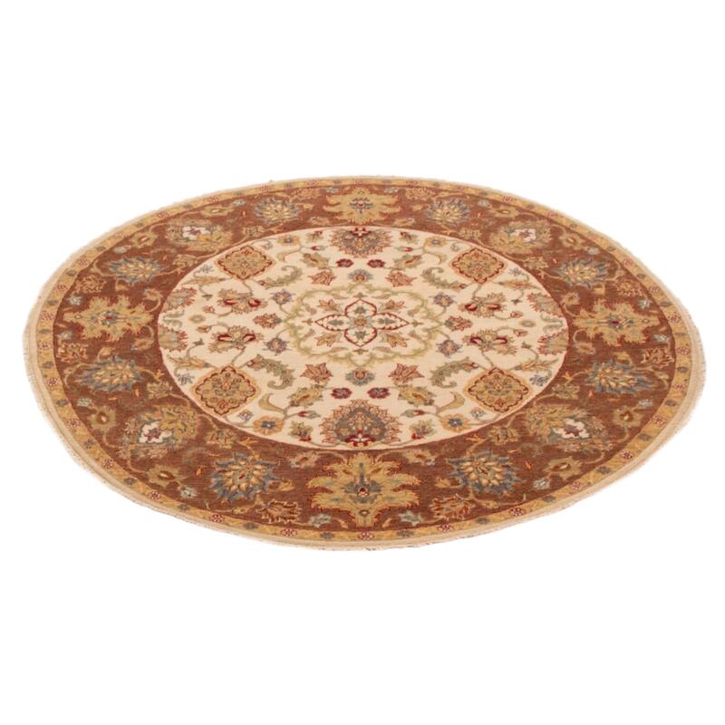 ECARPETGALLERY Hand-knotted Jamshidpour Cream Wool Rug - 6' 1" x 6' 1"