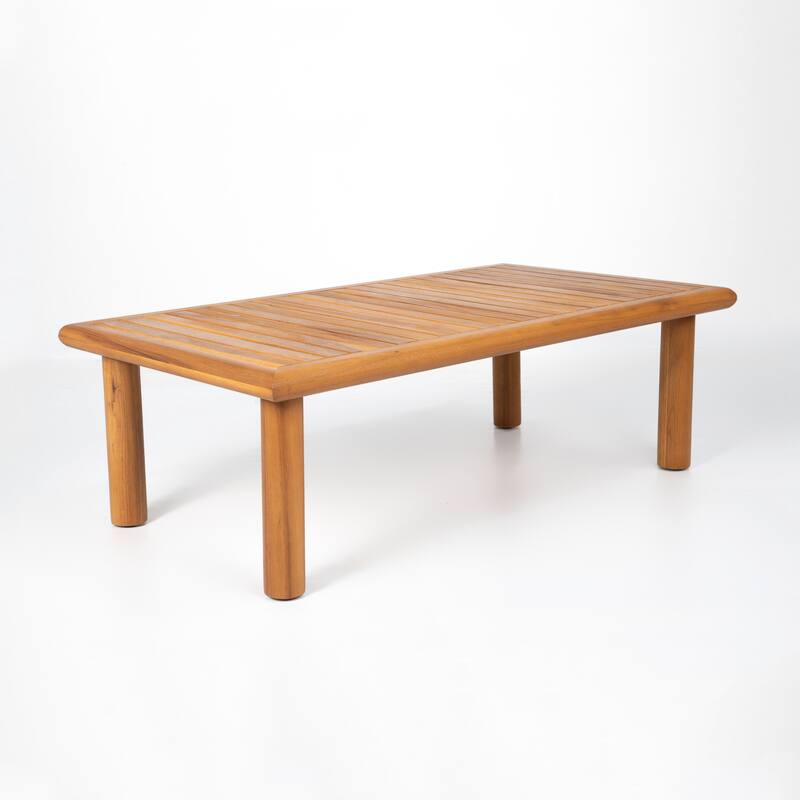 Christopher Knight Home - Calderon Outdoor Acacia Wood Coffee Table with Slatted Top and Water Resistant Frame - 41.73"L