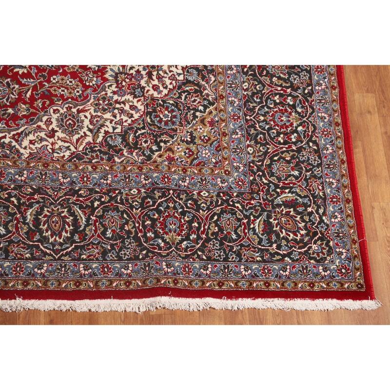 Traditional Red Kashan Turkish Rug Machine-Made Carpet - 9'8" x 12'10"