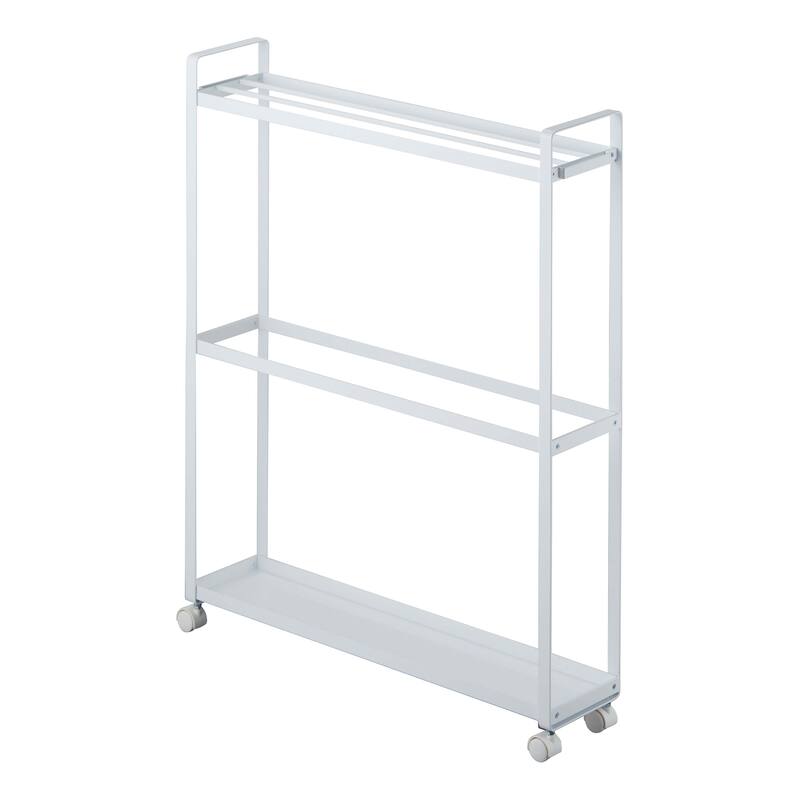 Yamazaki Home Rolling Towel Rack, Steel, Holds 4 bath towels, 1 bath mat, Holds 12.1 lbs - L 5.91 x W 26.38 x H 33.27 inches - White