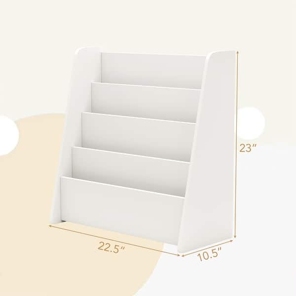 dimension image slide 2 of 3, Kids 4-Tier Bookshelf with Large Compartments for Storage