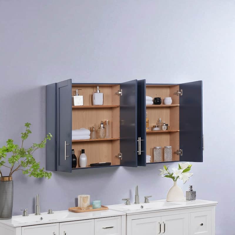 Wall-Mounted Wood Cabinet with 2 Doors and Adjustable Shelves for Bathroom or Kitchen Storage