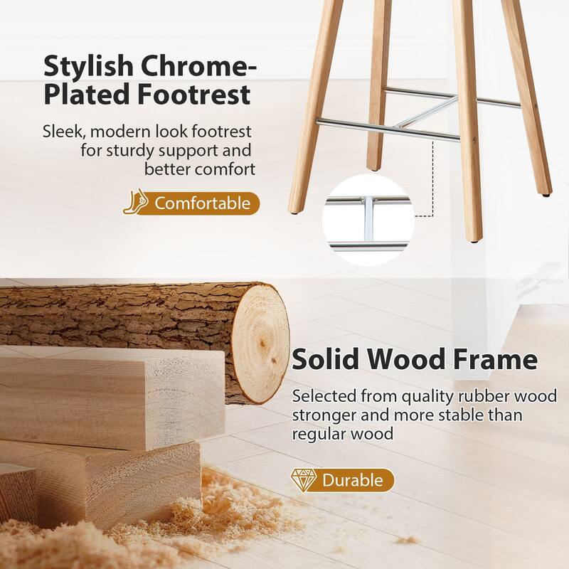 26-Inch Faux Leather Wood Counter Stools Set of 1/2/3 - 26"H x 18.1"L x 16.5"D