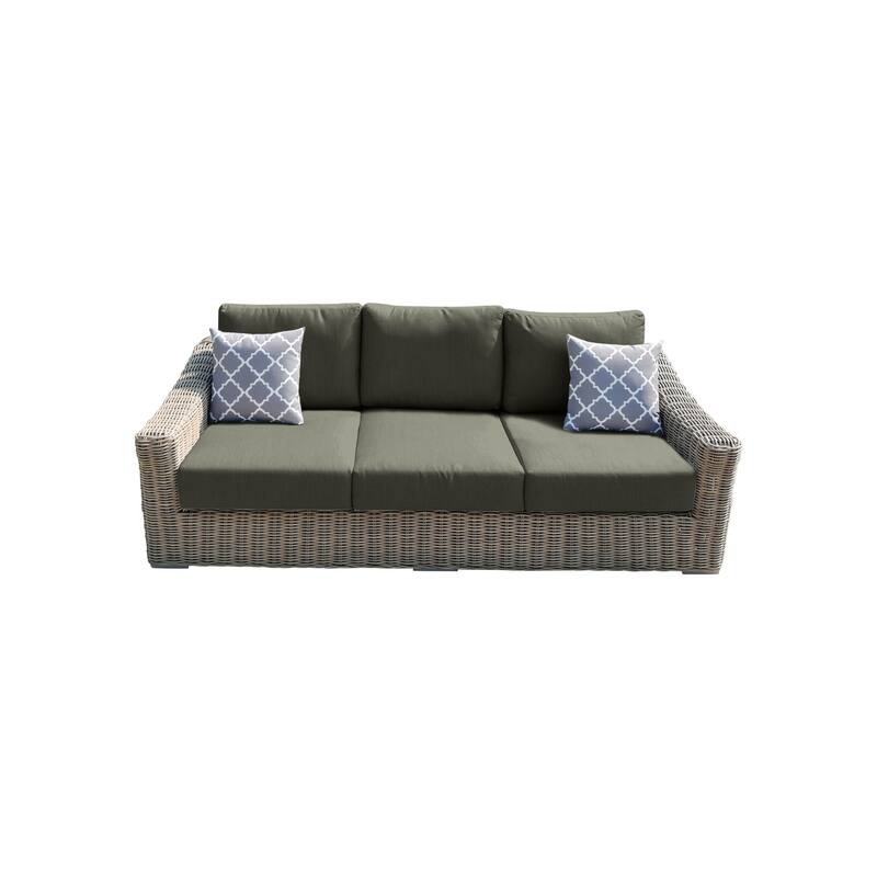 Tulum Two-Tone Dark Beige Aluminum Frame Sofa with Cushions