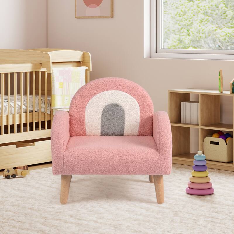 Gymax Soft Plush Kids Couch w/Comfy Backrest & Armrests Upholstered