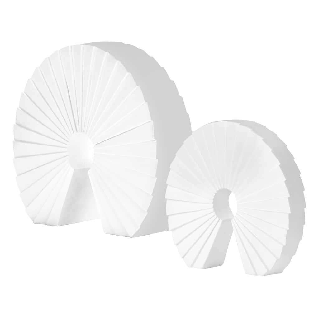 American Art Decor Cascading Curls 2-Piece Resin Table Top Decor Set in White - 9.25" x 10.75", 8" x 8.75"