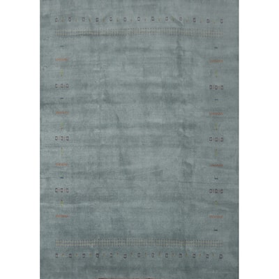 Hand Knotted Oriental 100% Wool Carpet Tribal Tribal Navy Blue & Blues Gabbeh Area Rug - 9' 10'' X 8' 0''
