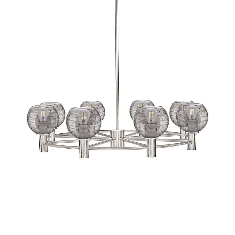 Innovations Lighting 434-8CR-11-36 Crown Point Chandelier Crown Point - Satin Nickel / Light Smoke Deco Swirl