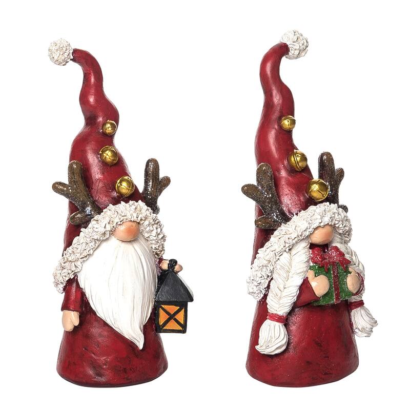 Transpac Resin 9 in. Multicolored Christmas Gnome Figurine Set of 2