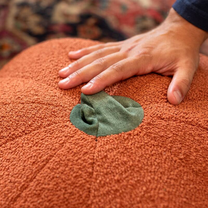 Pumpkin Fall Harvest Textured Pouf Ottoman - 24" - Orange